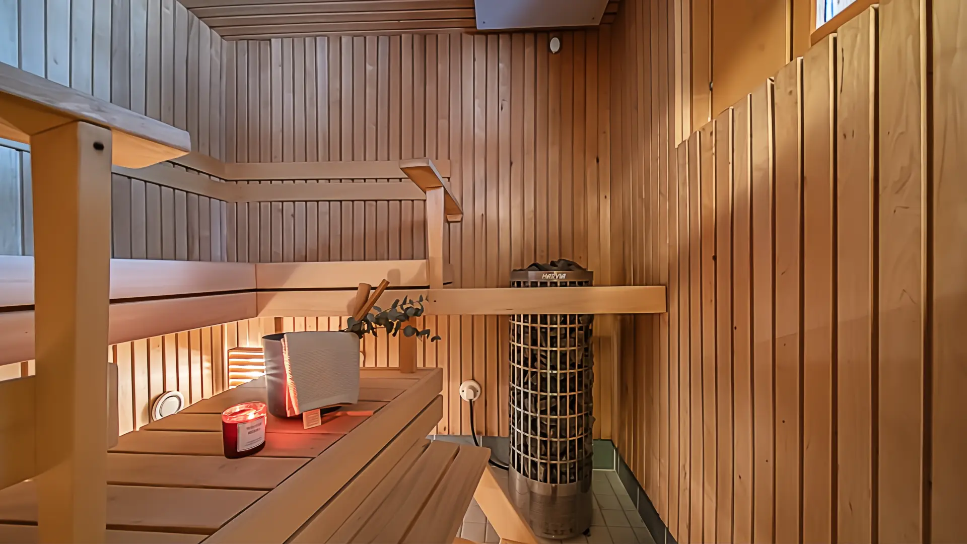 A traditional wooden Finnish sauna